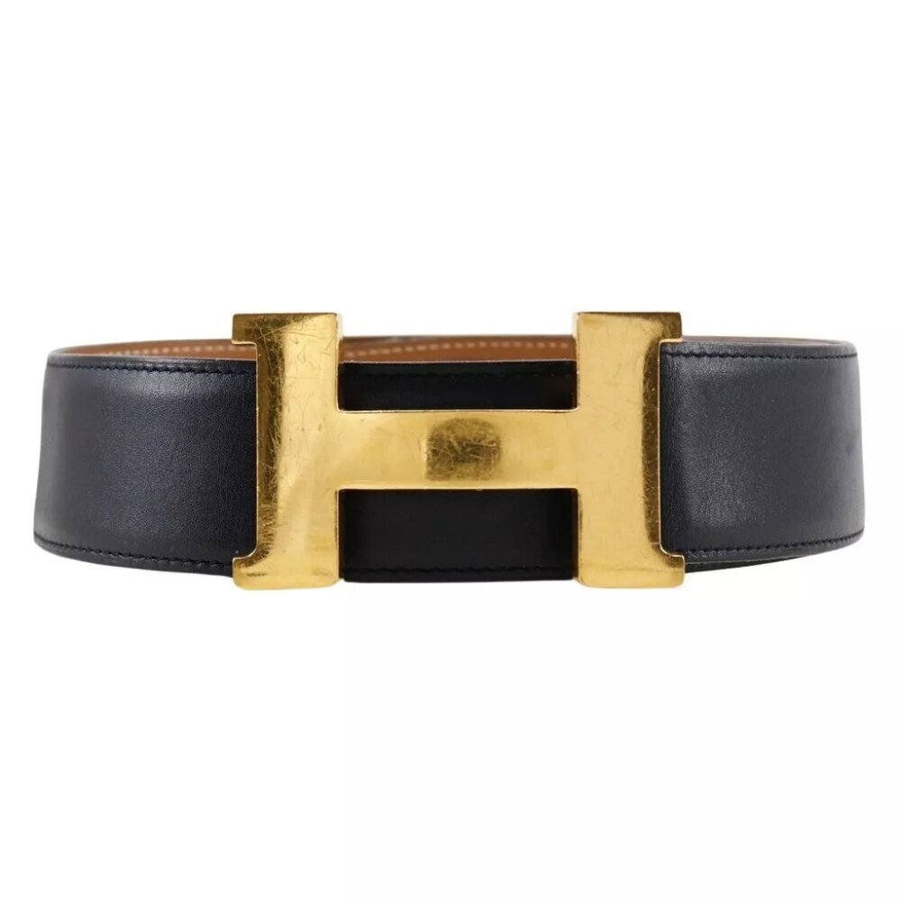 HERMES H belt belt Calfskin unisex